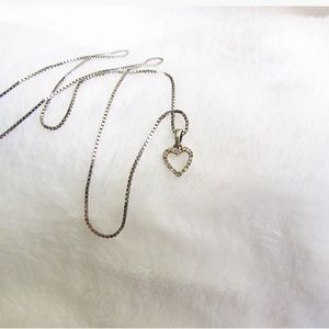 Sterling Silver Diamond Heart Necklace!